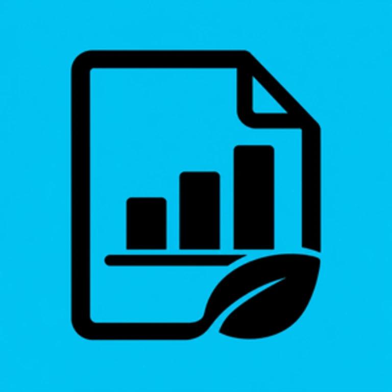 ESG report with emissions chart and sustainability leaf